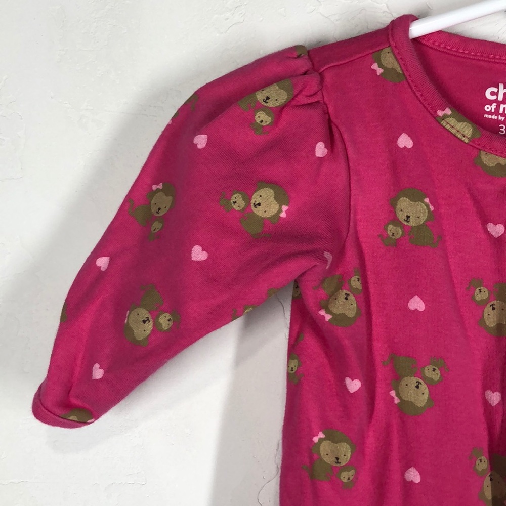 Carter’s pink monkey pajamas size 3-6 months - Picture 3 of 10